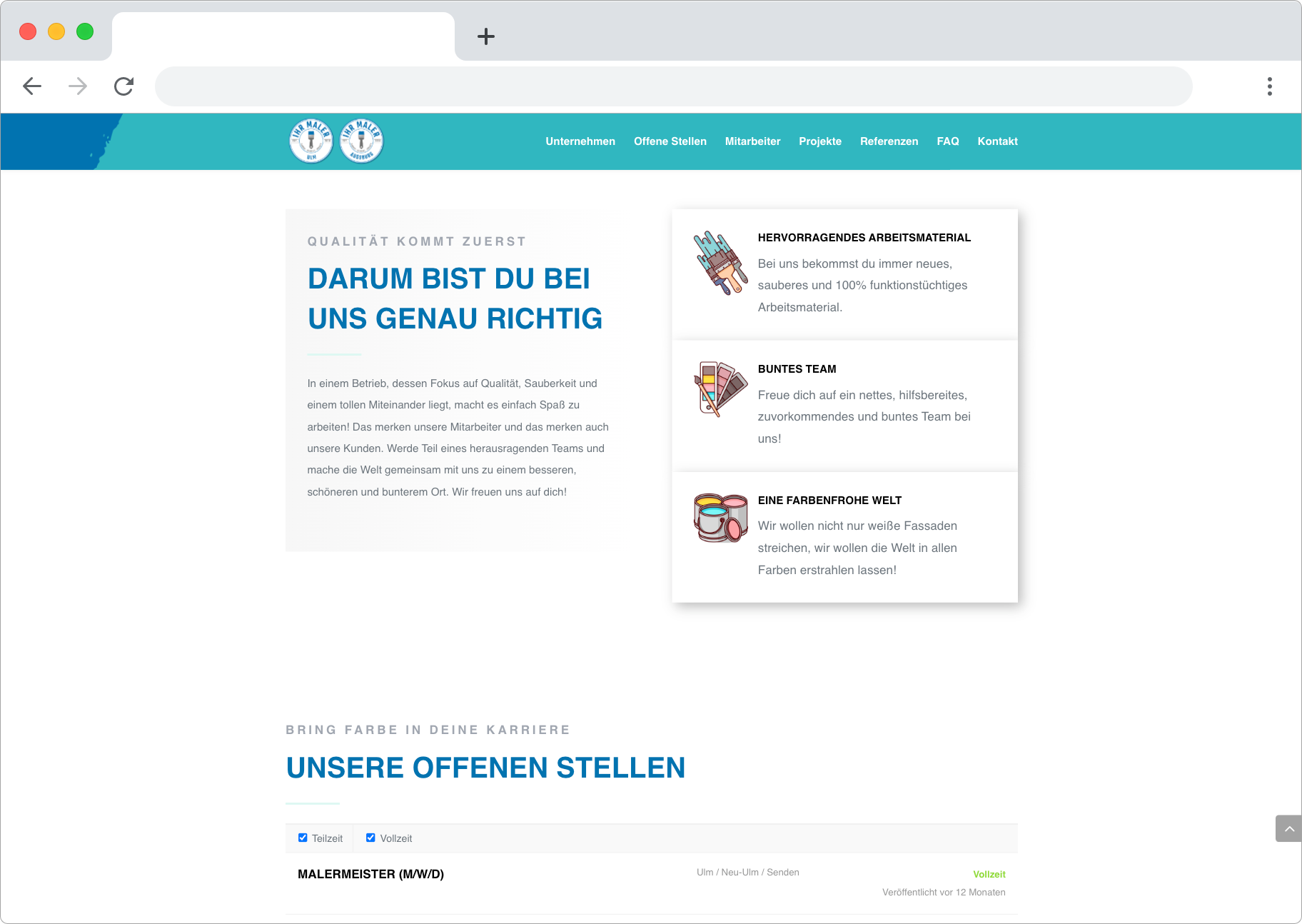Browserframe Screenshot Ihr Maler Ulm Intro