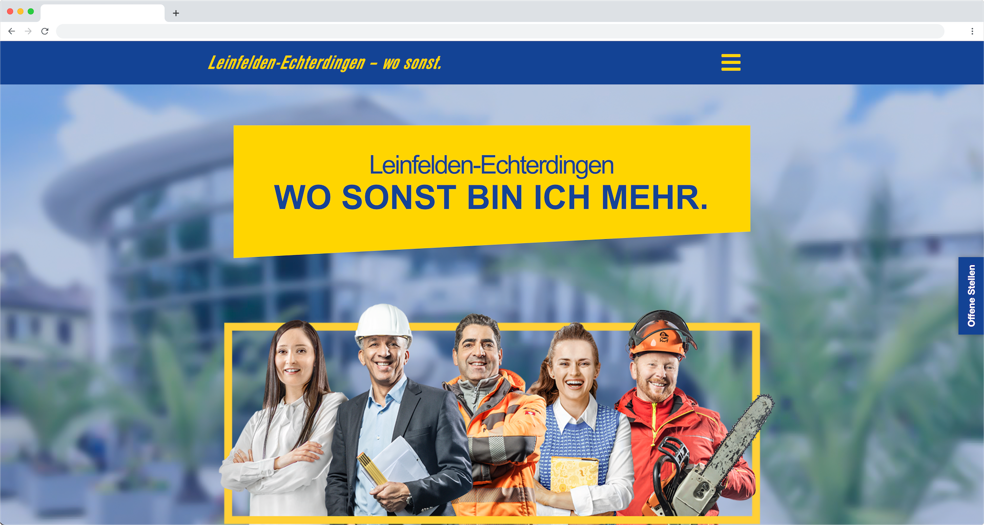 Browserframe Screenshot Karriereseite Stadt Leinfelden-Echterdingen