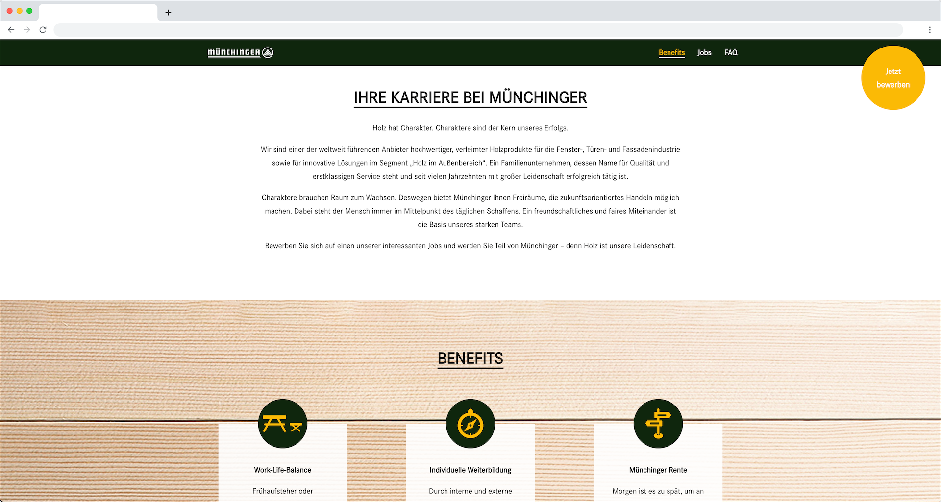 Browserframe Sceenshot Startseite Münchinger Holz