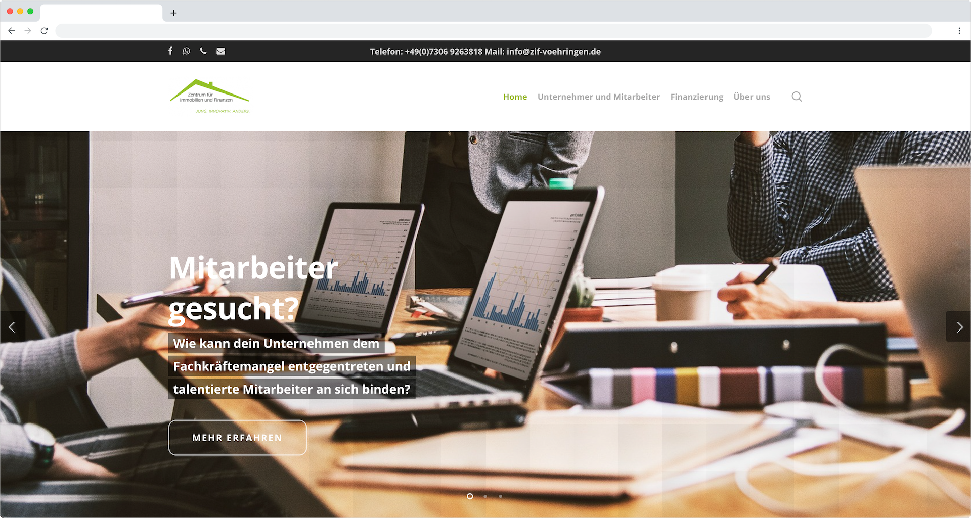 Browserframe Screenshot ZIF Vöhringen Startseite