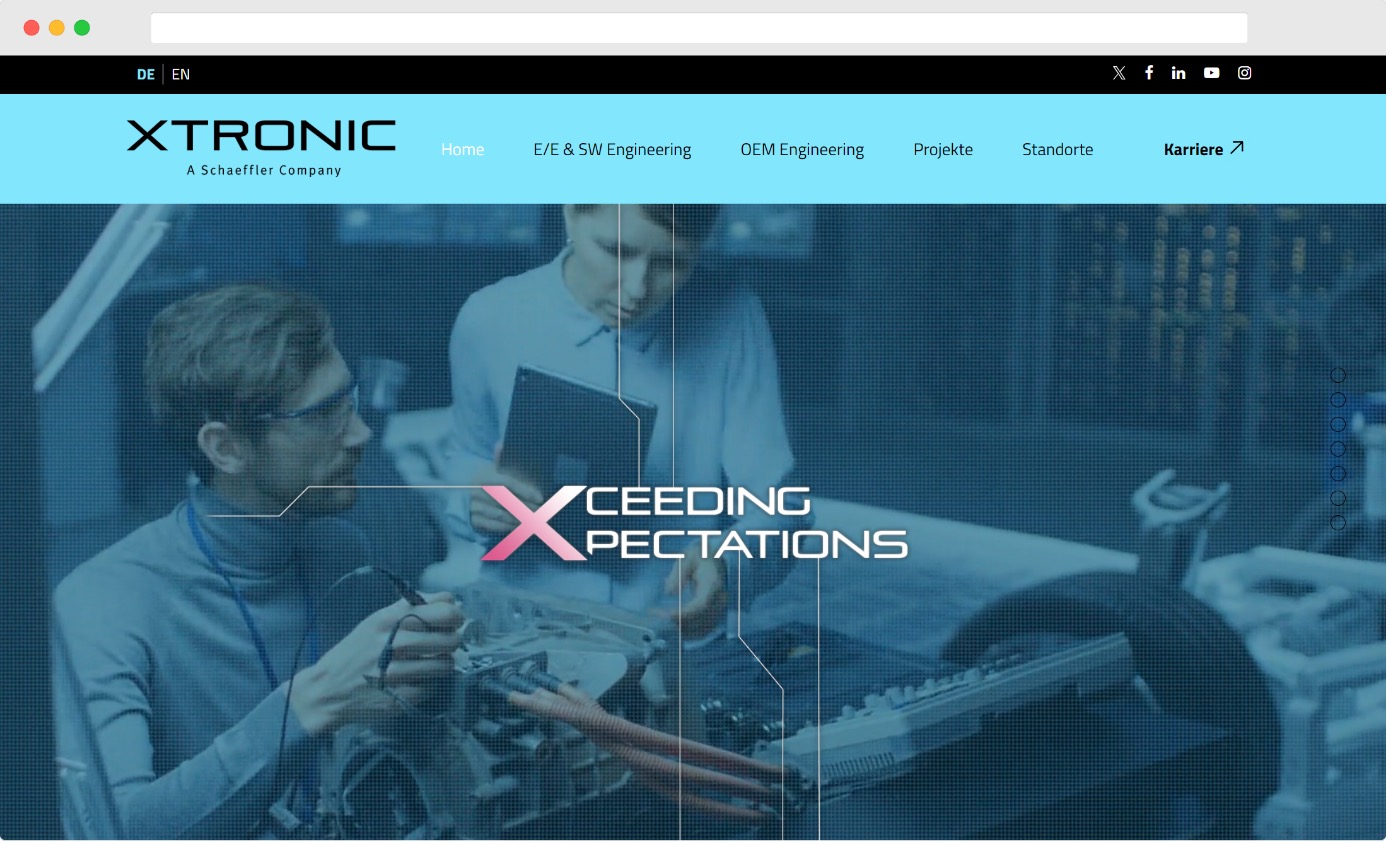 XTRONIC Startseite Screenshot